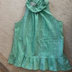 Sara Campbell - Green Gingham Ruffle Top